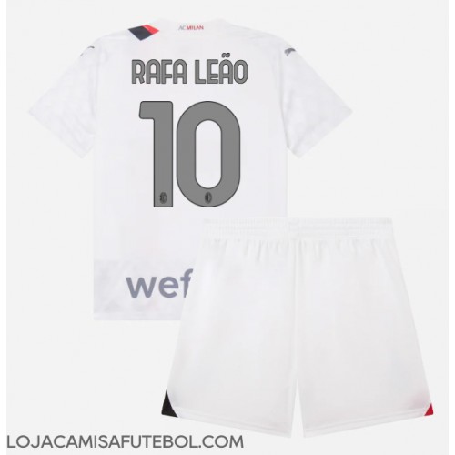 Camisa de Futebol AC Milan Rafael Leao #10 Equipamento Secundário Infantil 2023-24 Manga Curta (+ Calças curtas)